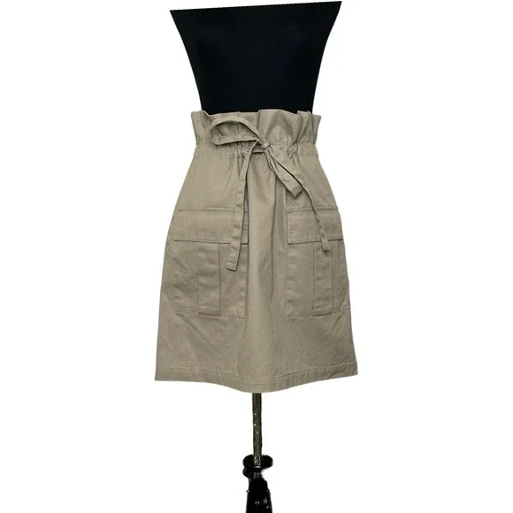 Rebecca Minkoff Beige Paperbag Bradley Paperbag Skirt Size Medium - Picture 14 of 14